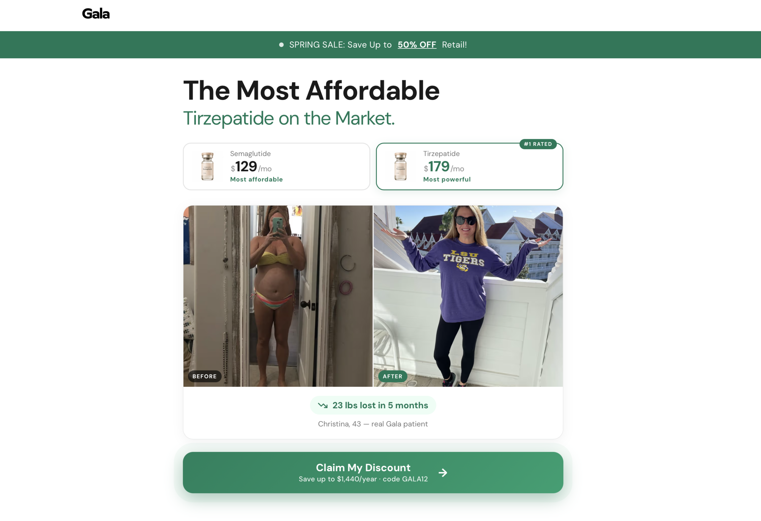 Gala Health GLP-1 review 2026 — flat $179 per month compounded semaglutide with monthly doctor check-ins